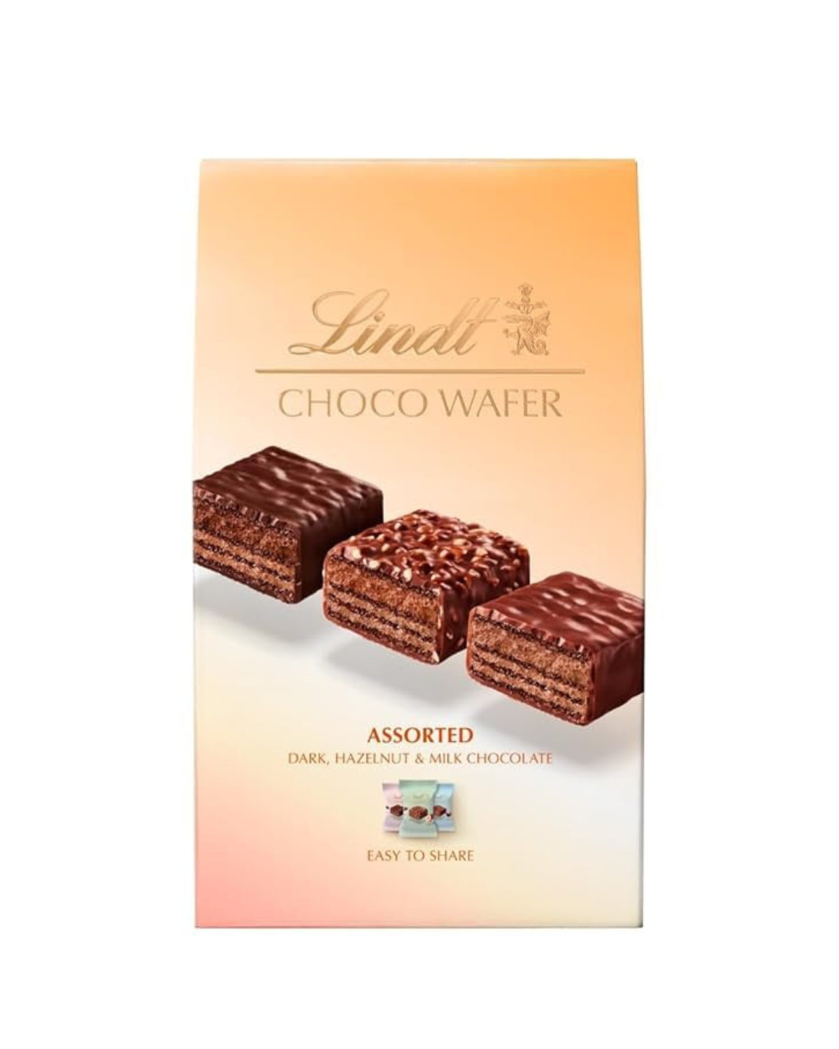 Lindt Choco Wafers in assorted flavours Dark, Hazelnut, & Milk Chocolate